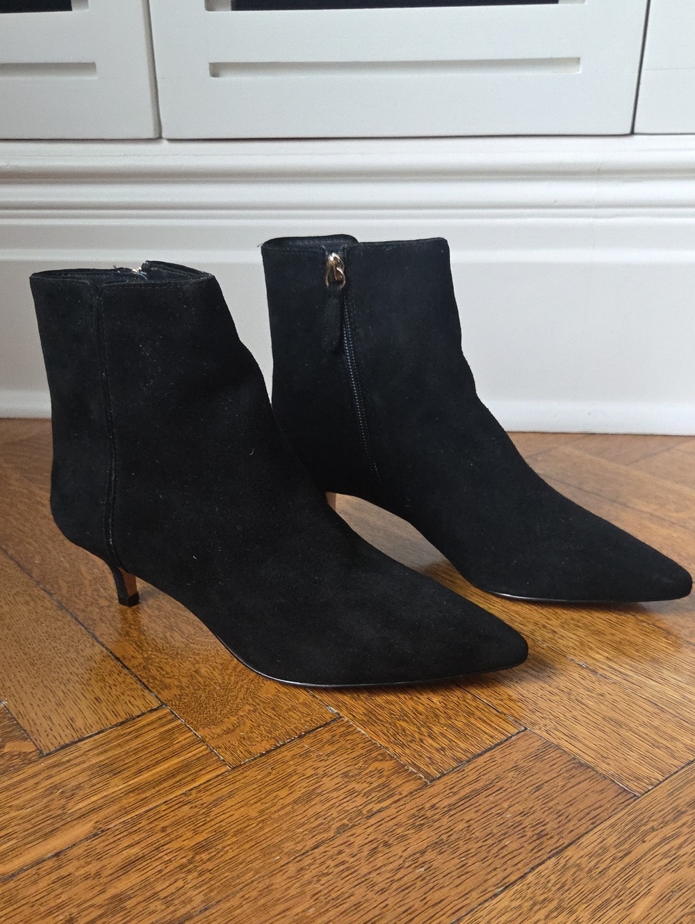 Brand New J. Crew Pointy Boot With Kitten Heel In Black Suede